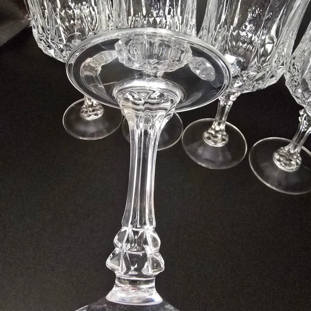 Elegant‎ Set of 5 Crystal D'Arques Cut Wine Glasses Stemware Clear Glassware